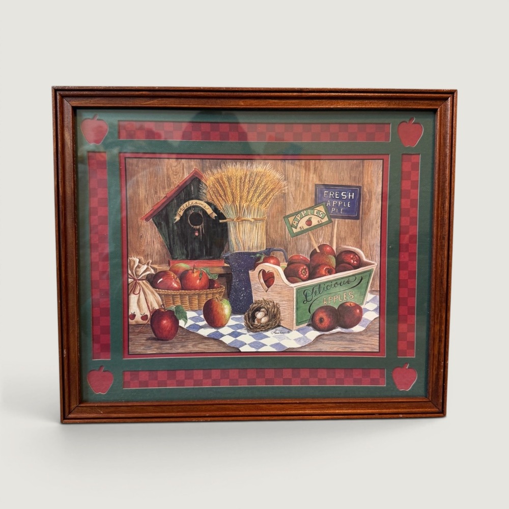 Home Interiors & Gifts Framed Apple Harvest Country Kitchen Wall Art 16.5x13.5